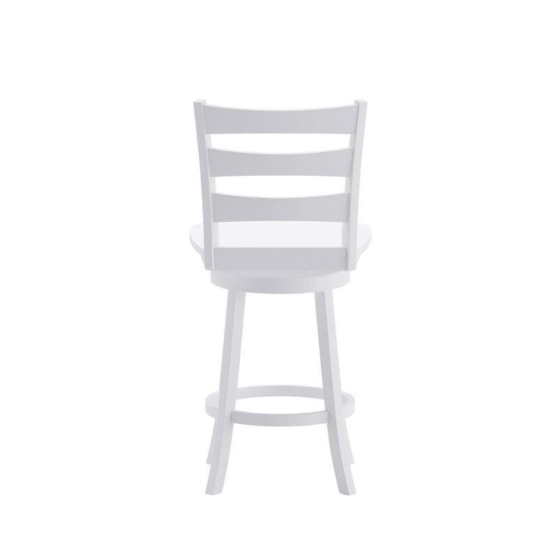 Therus 24" Antique White Wash Classic Wooden Ladderback Swivel Counter Height Stool with Solid Wood Seat and Footrest