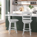 Therus 24" Classic Wooden Ladderback Swivel Counter Height Stool with Solid Wood Seat and Footrest