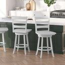 Therus 24" Classic Wooden Ladderback Swivel Counter Height Stool with Solid Wood Seat and Footrest