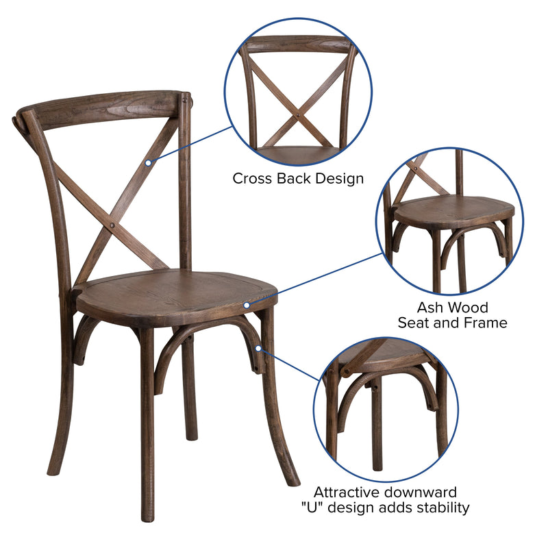 Davisburg Stackable Wooden Cross Back Bistro Dining Chair