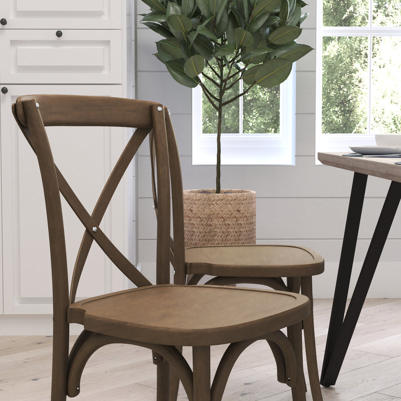 Bardstown X-Back Bistro Style Wooden High Back Dining Chair in Light Brown