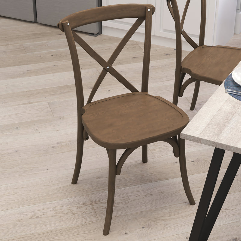 Bardstown X-Back Bistro Style Wooden High Back Dining Chair in Light Brown