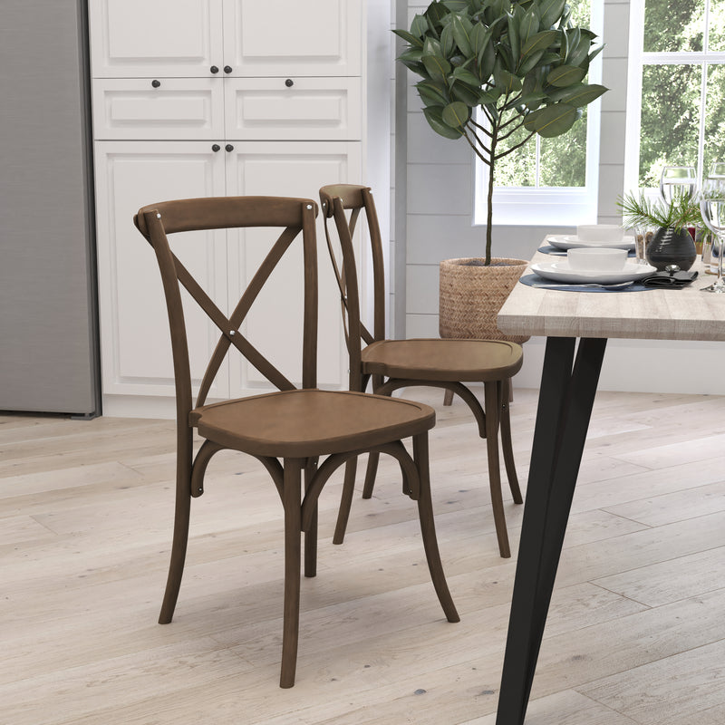 Bardstown X-Back Bistro Style Wooden High Back Dining Chair in Light Brown