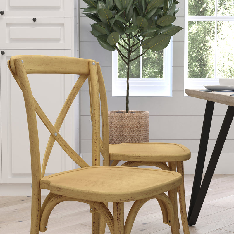 Bardstown X-Back Bistro Style Wooden High Back Dining Chair in Natural