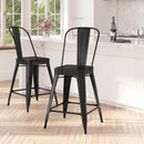 Dothan Series 24" High Metal Counter Height Stool with Removable Back for Indoor-Outdoor Use