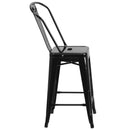 Dothan Series 24" High Metal Counter Height Stool with Removable Back for Indoor-Outdoor Use