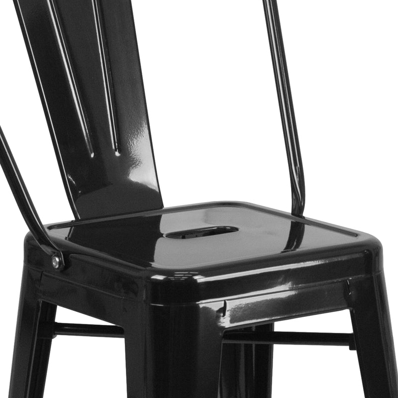Dothan Series 24" High Metal Counter Height Stool with Removable Back for Indoor-Outdoor Use