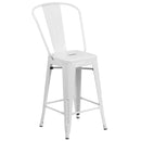 Dothan Series 24" High Metal Counter Height Stool with Removable Back for Indoor-Outdoor Use