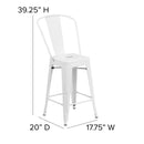 Dothan Series 24" High Metal Counter Height Stool with Removable Back for Indoor-Outdoor Use