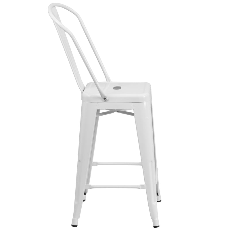 Dothan Series 24" High Metal Counter Height Stool with Removable Back for Indoor-Outdoor Use