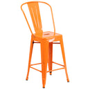 Dothan Series 24" High Metal Counter Height Stool with Removable Back for Indoor-Outdoor Use