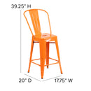 Dothan Series 24" High Metal Counter Height Stool with Removable Back for Indoor-Outdoor Use