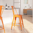 Dothan Series 24" High Metal Counter Height Stool with Removable Back for Indoor-Outdoor Use