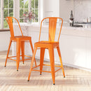 Dothan Series 24" High Metal Counter Height Stool with Removable Back for Indoor-Outdoor Use