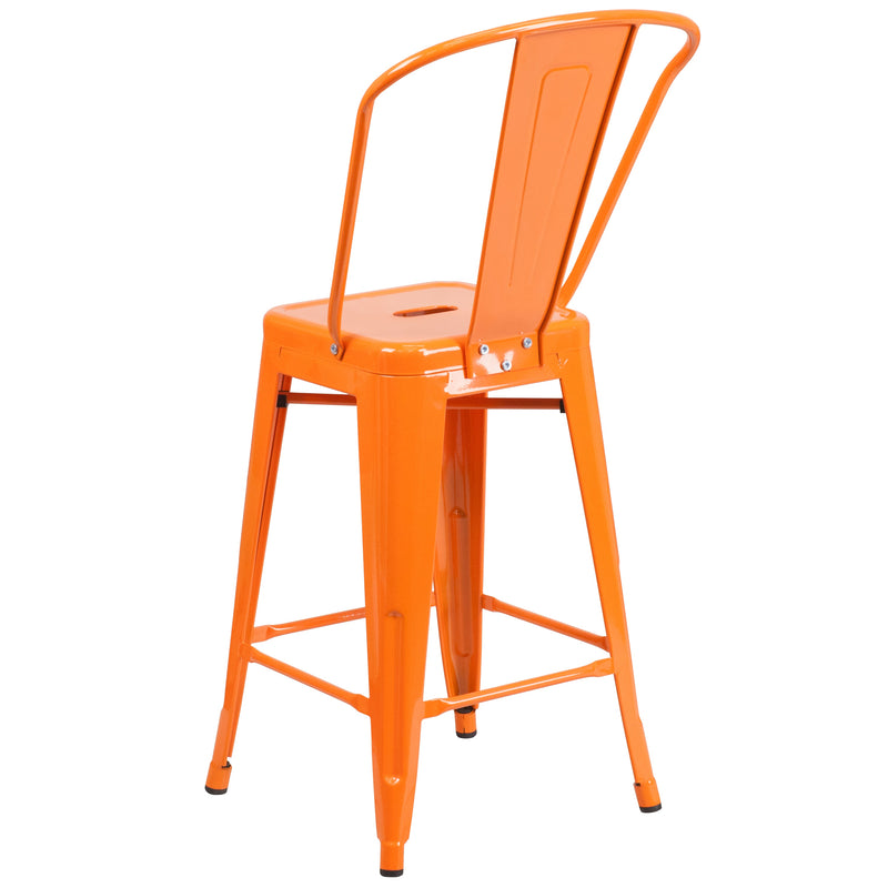 Dothan Series 24" High Metal Counter Height Stool with Removable Back for Indoor-Outdoor Use