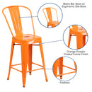 Dothan Series 24" High Metal Counter Height Stool with Removable Back for Indoor-Outdoor Use
