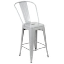 Dothan Series 24" High Metal Counter Height Stool with Removable Back for Indoor-Outdoor Use