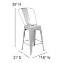 Dothan Series 24" High Metal Counter Height Stool with Removable Back for Indoor-Outdoor Use