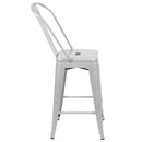 Dothan Series 24" High Metal Counter Height Stool with Removable Back for Indoor-Outdoor Use