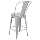 Dothan Series 24" High Metal Counter Height Stool with Removable Back for Indoor-Outdoor Use