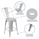 Dothan Series 24" High Metal Counter Height Stool with Removable Back for Indoor-Outdoor Use