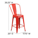 Dothan Series 24" High Metal Counter Height Stool with Removable Back for Indoor-Outdoor Use