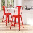 Dothan Series 24" High Metal Counter Height Stool with Removable Back for Indoor-Outdoor Use
