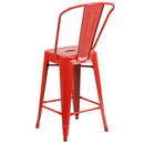 Dothan Series 24" High Metal Counter Height Stool with Removable Back for Indoor-Outdoor Use