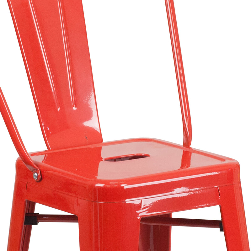 Dothan Series 24" High Metal Counter Height Stool with Removable Back for Indoor-Outdoor Use