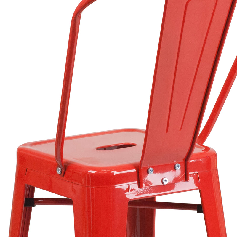 Dothan Series 24" High Metal Counter Height Stool with Removable Back for Indoor-Outdoor Use