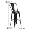 Dothan Series 30" High Metal Bar Height Stool with Removable Back for Indoor-Outdoor Use