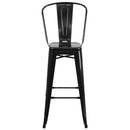 Dothan Series 30" High Metal Bar Height Stool with Removable Back for Indoor-Outdoor Use