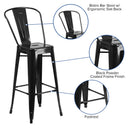 Dothan Series 30" High Metal Bar Height Stool with Removable Back for Indoor-Outdoor Use