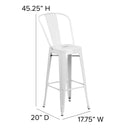 Dothan Series 30" High Metal Bar Height Stool with Removable Back for Indoor-Outdoor Use