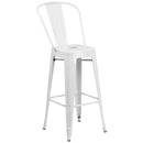 Dothan Series 30" High Metal Bar Height Stool with Removable Back for Indoor-Outdoor Use