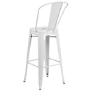 Dothan Series 30" High Metal Bar Height Stool with Removable Back for Indoor-Outdoor Use