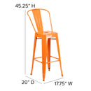 Dothan Series 30" High Metal Bar Height Stool with Removable Back for Indoor-Outdoor Use