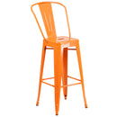 Dothan Series 30" High Metal Bar Height Stool with Removable Back for Indoor-Outdoor Use