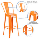 Dothan Series 30" High Metal Bar Height Stool with Removable Back for Indoor-Outdoor Use