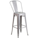Dothan Series 30" High Metal Bar Height Stool with Removable Back for Indoor-Outdoor Use