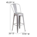 Dothan Series 30" High Metal Bar Height Stool with Removable Back for Indoor-Outdoor Use