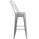 Dothan Series 30" High Metal Bar Height Stool with Removable Back for Indoor-Outdoor Use