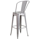 Dothan Series 30" High Metal Bar Height Stool with Removable Back for Indoor-Outdoor Use