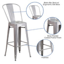Dothan Series 30" High Metal Bar Height Stool with Removable Back for Indoor-Outdoor Use