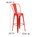 Dothan Series 30" High Metal Bar Height Stool with Removable Back for Indoor-Outdoor Use
