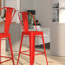 Dothan Series 30" High Metal Bar Height Stool with Removable Back for Indoor-Outdoor Use