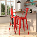 Dothan Series 30" High Metal Bar Height Stool with Removable Back for Indoor-Outdoor Use