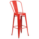 Dothan Series 30" High Metal Bar Height Stool with Removable Back for Indoor-Outdoor Use
