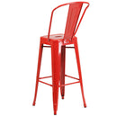 Dothan Series 30" High Metal Bar Height Stool with Removable Back for Indoor-Outdoor Use