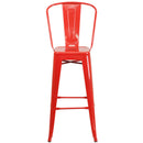 Dothan Series 30" High Metal Bar Height Stool with Removable Back for Indoor-Outdoor Use